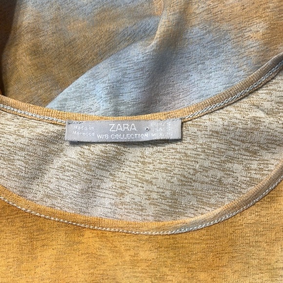 ZARA W/B COLLECTION FITTED GOLD & YELLOW BLOUSE ARTISTIC DESIGN GUC SZ S - Picture 7 of 9